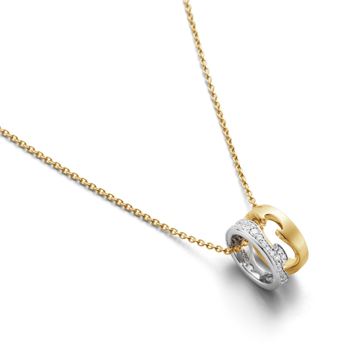 Georg Jensen Fusion halskæde i guld og hvidguld med diamanter