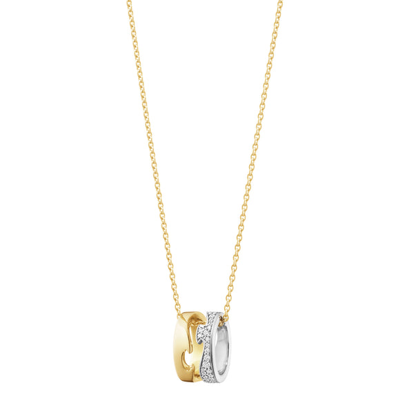 Georg Jensen Fusion halskæde med vedhæng i guld og hvidguld med pavé diamanter