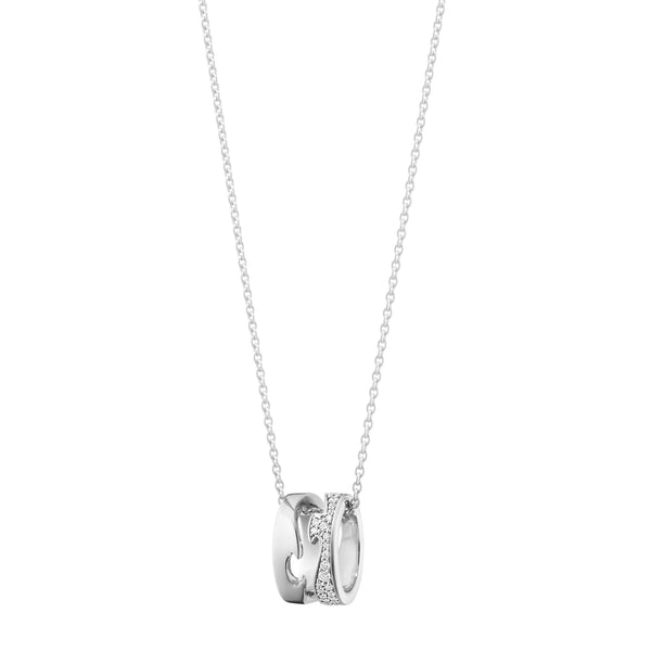 Georg Jensen Fusion halskæde med vedhæng i hvidguld med pavé diamanter