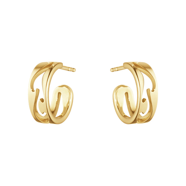 Georg Jensen Fusion creoler i 18 karat guld med udskåret design