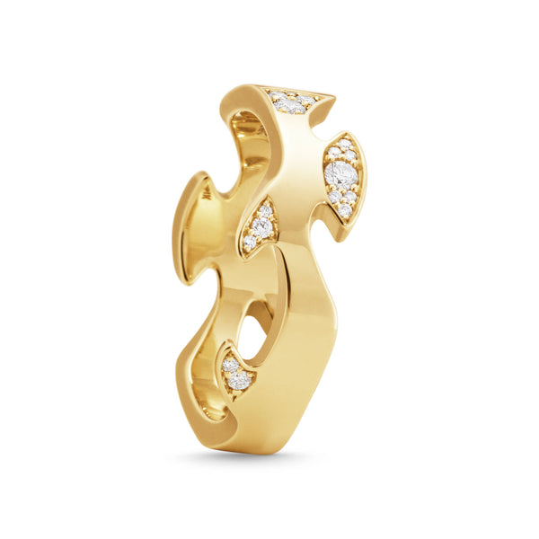 Georg Jensen Fusion centerring i 18 karat guld med pavé diamanter, set stående