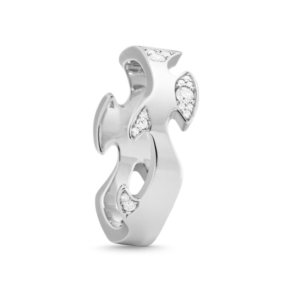 Georg Jensen Fusion centerring i 18 karat hvidguld med pavé diamanter, set stående