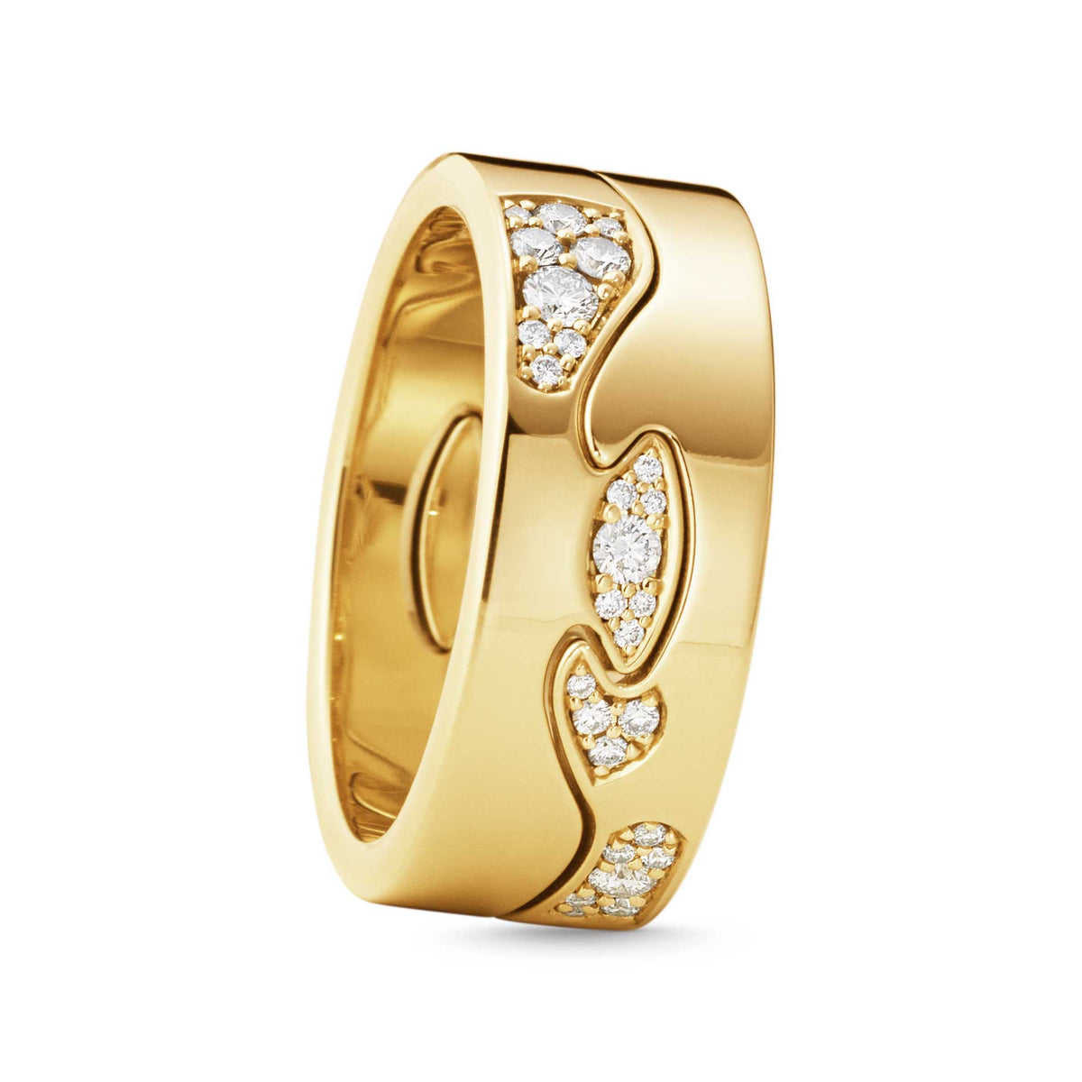 Georg Jensen Fusion endering AA i guld sat sammen med en anden Fusion ring i guld