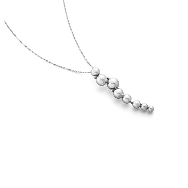 Georg Jensen Moonlight Grapes halskæde med langt vedhæng i oxideret sølv