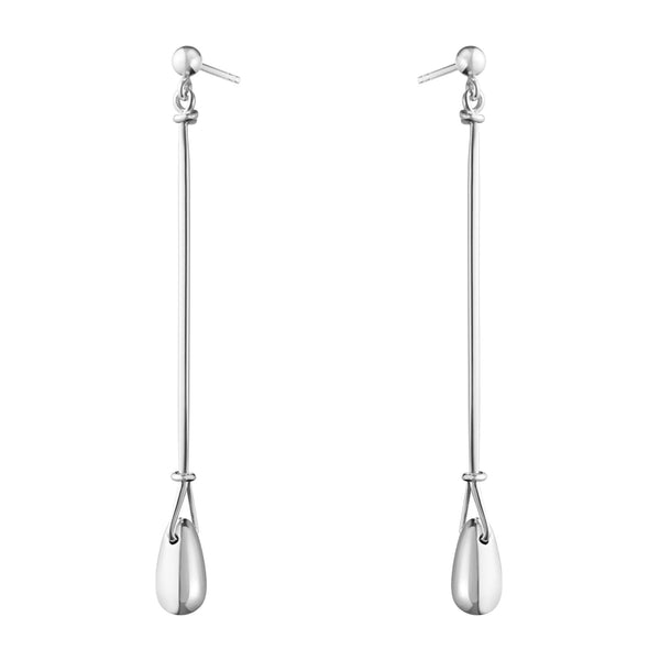 Georg Jensen Vivianna Torun øreringe i sterlingsølv med dråbeformet vedhæng i sølv