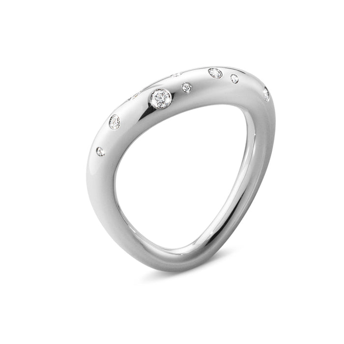 Georg Jensen Offspring ring i sølv med diamanter, set forfra