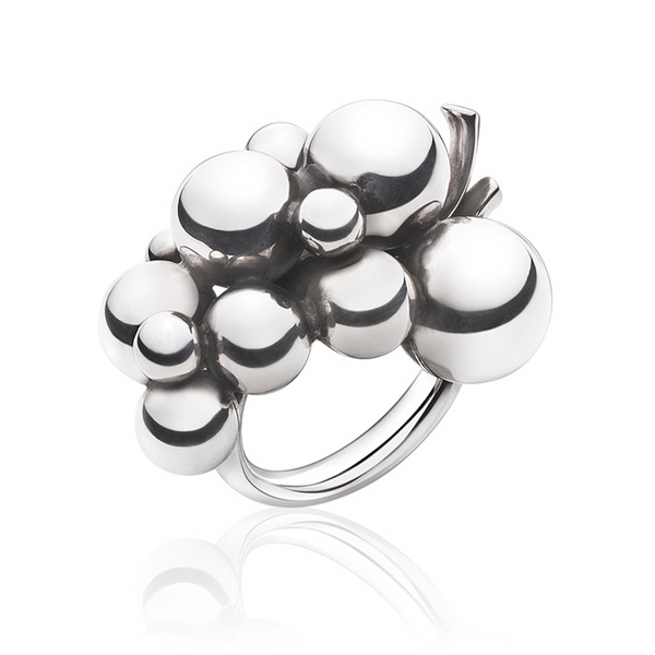 Georg Jensen Moonlight Grapes stor ring i oxideret sterlingsølv