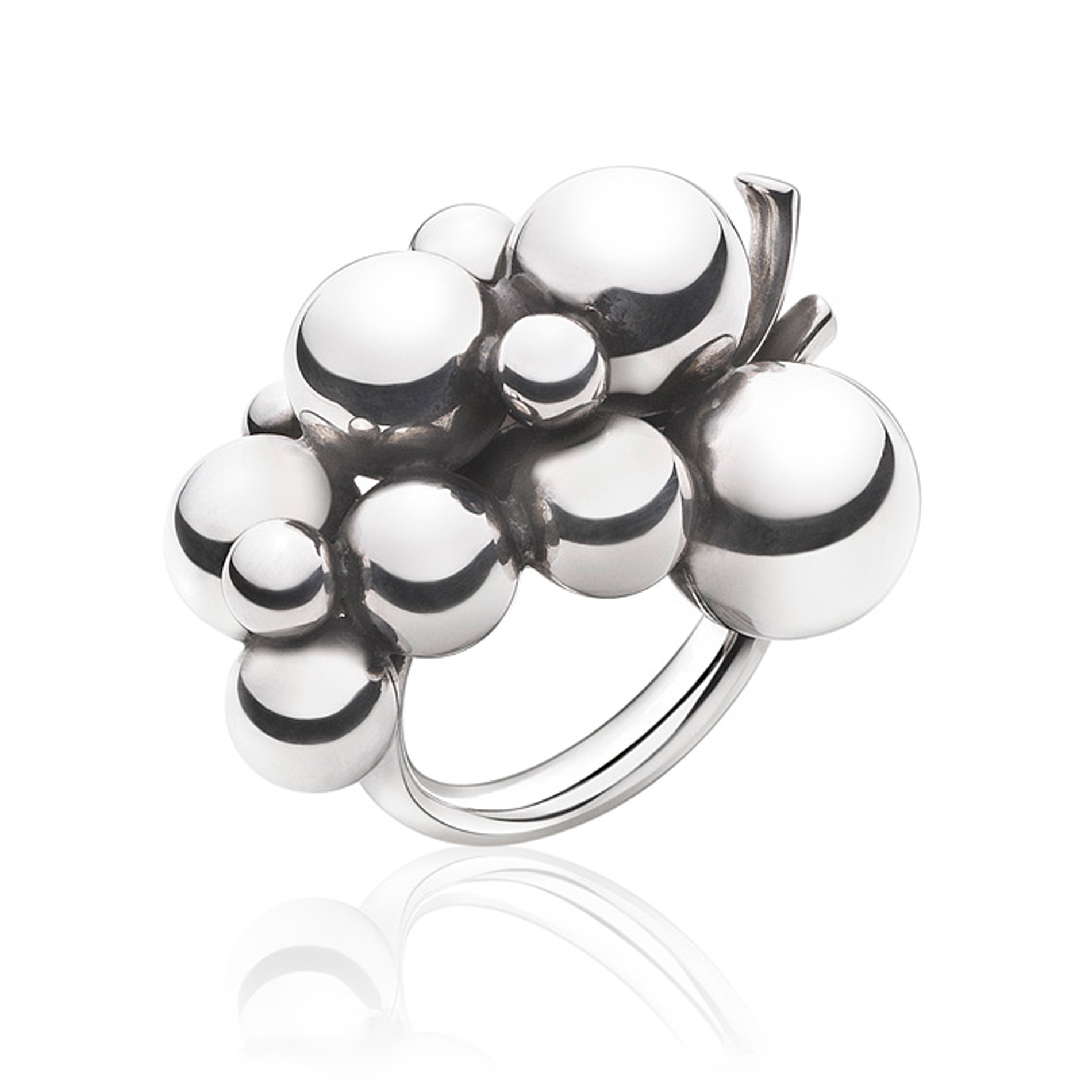 Georg Jensen Moonlight Grapes stor ring i sølv