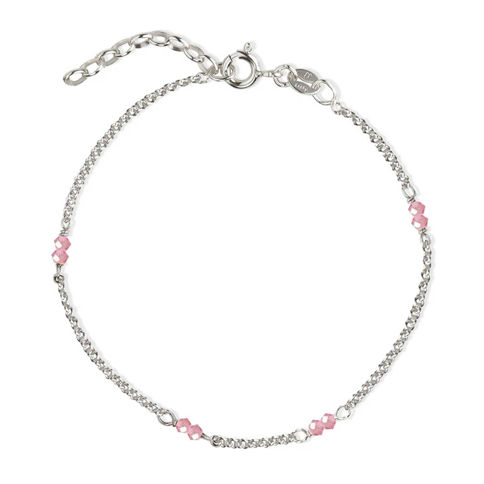 Sølv armbånd med pink krystaller fra jeberg