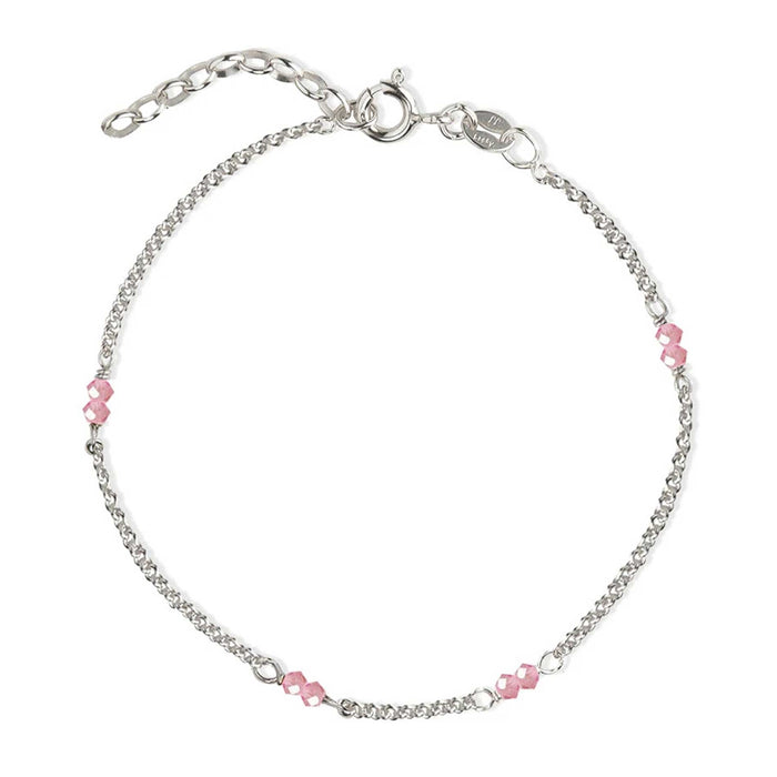 Sølv armbånd med pink krystaller fra jeberg