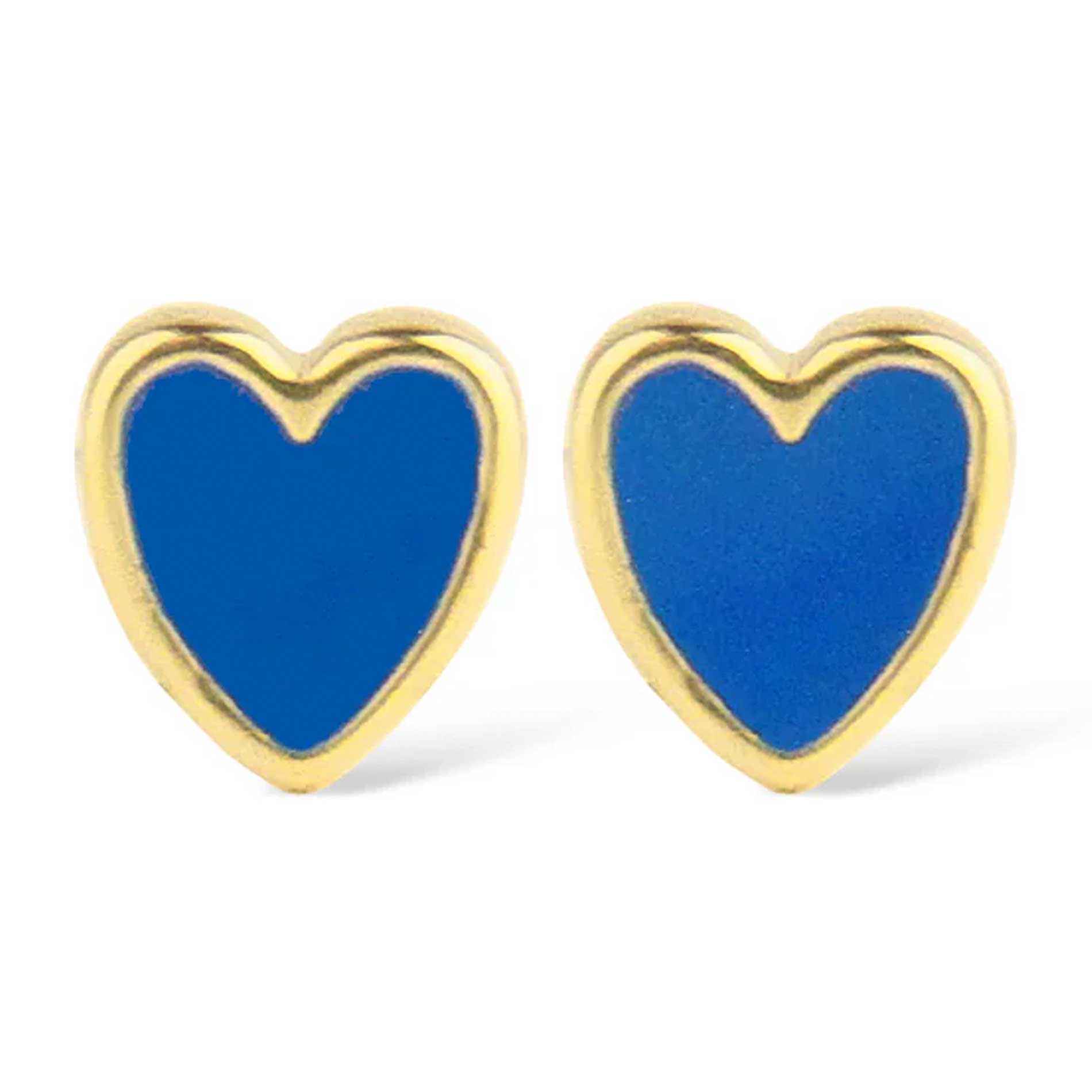Forgyldte hjerteørestikker med blå emalje fra Jeberg