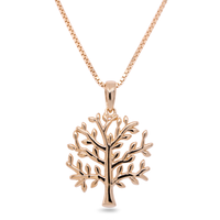 Forgyldt sølv halskæde med træformet vedhæng packshot