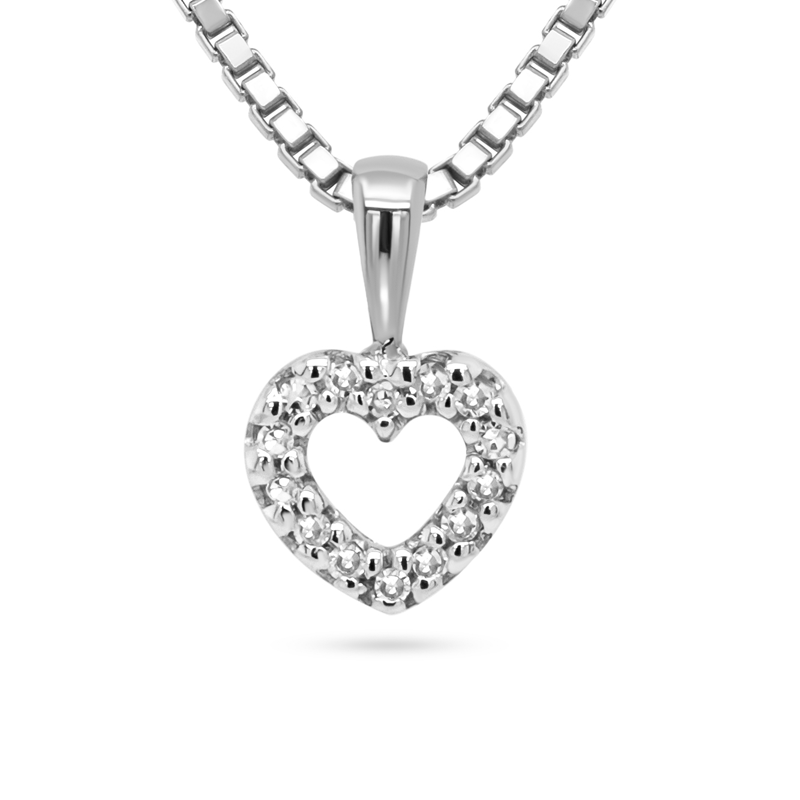 Lilo hjerte vedhæng i hvidguld vist som packshot