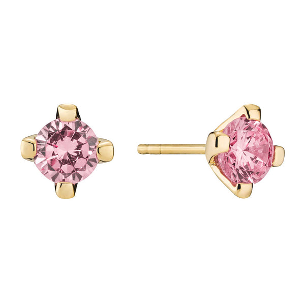 8 karat guld ørestikker med pink zirkonia fra Lund Copenhagen