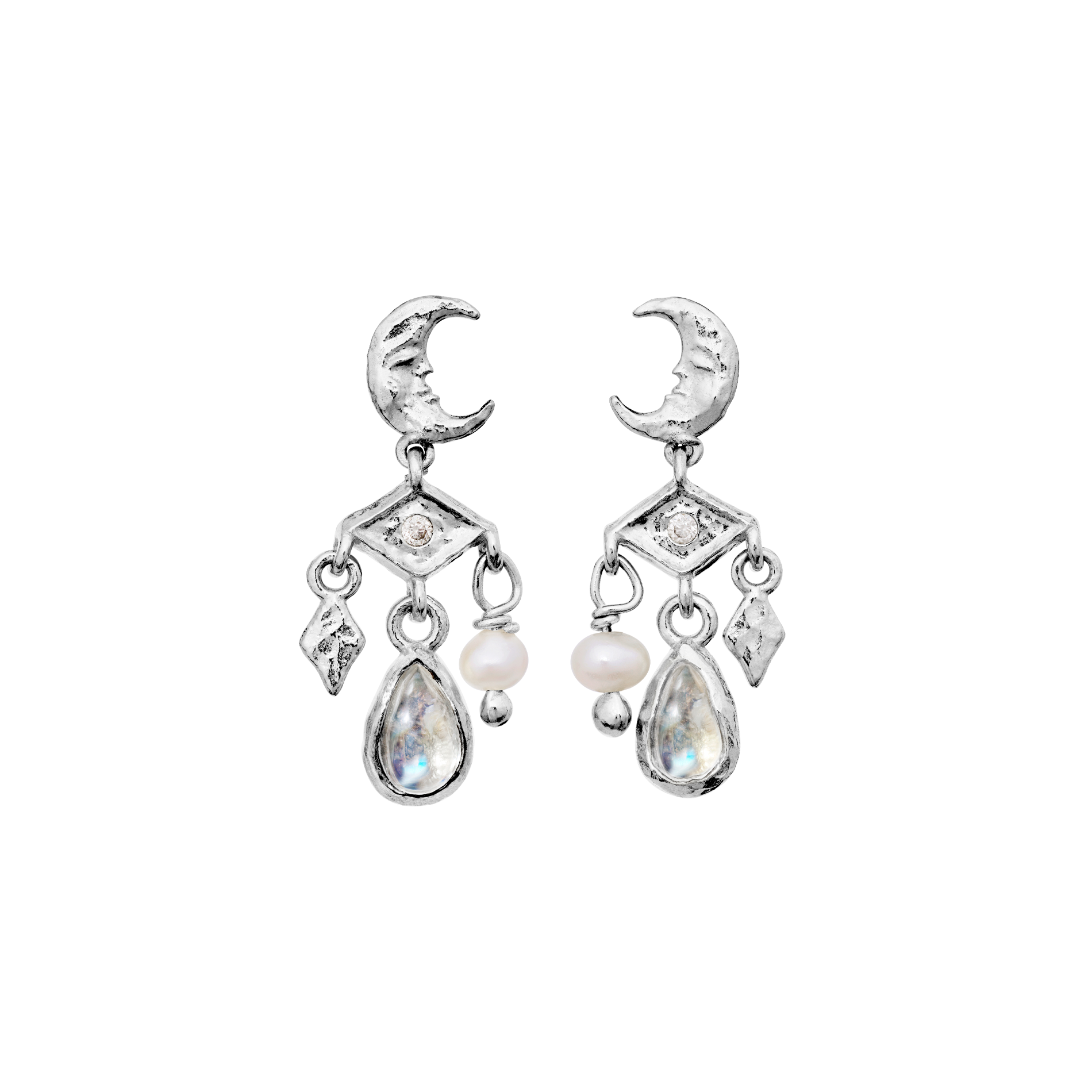 MAANESTEN ØRERINGE I SØLV