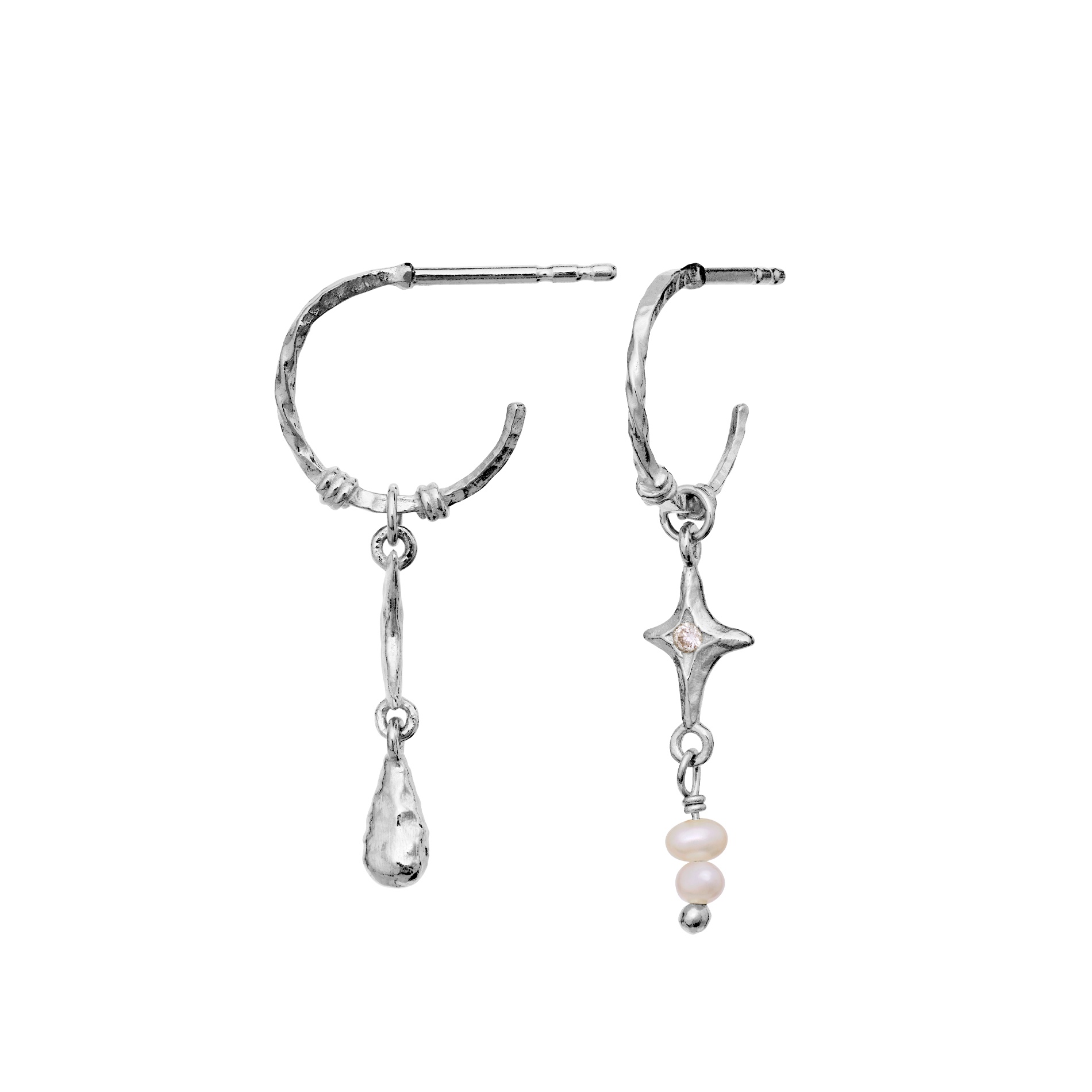 MAANESTEN ØRERINGE I SØLV