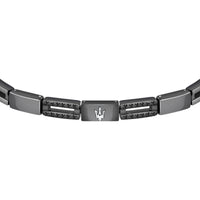 Maserati armbånd i sort rustfrit stål, set forfra