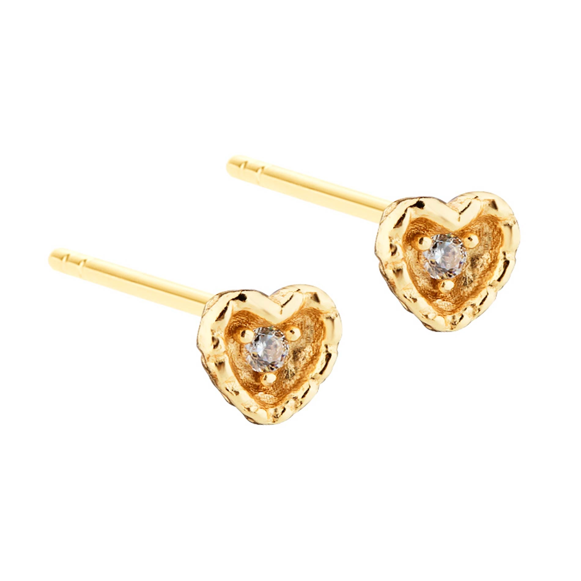 Aqua Dulce Love Me More Small forgyldte ørestikker med klar zirkonia