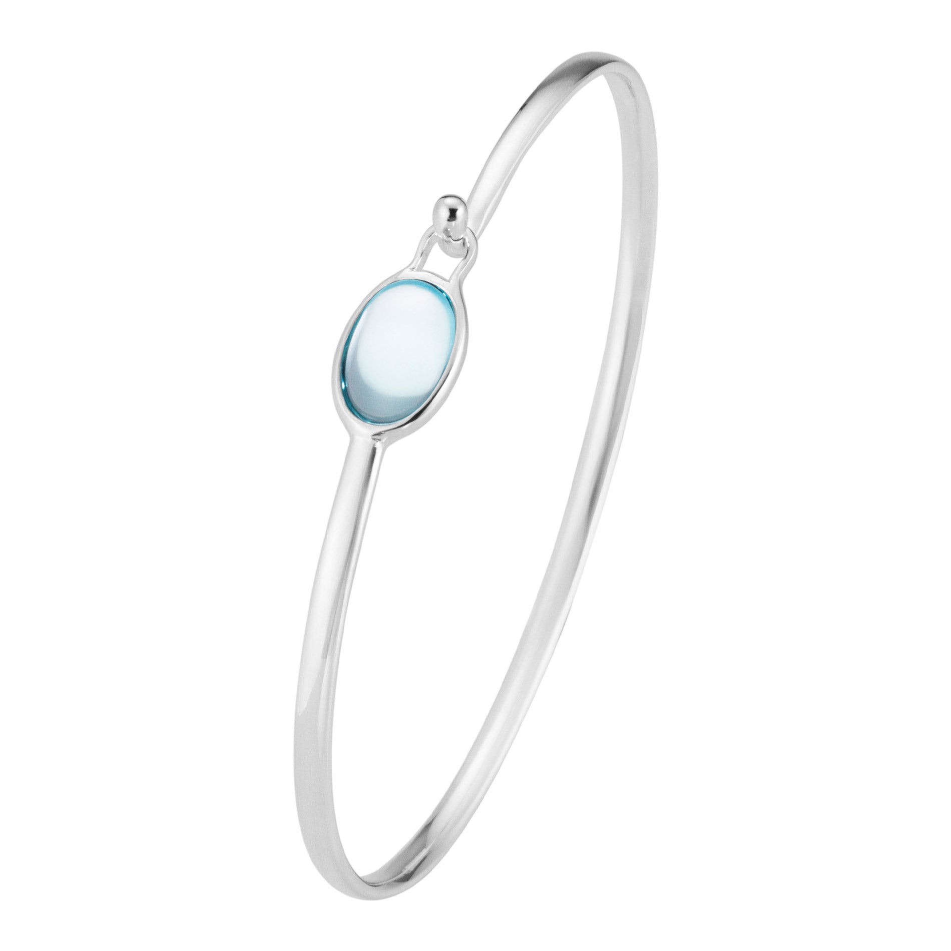 Georg Jensen Torun armring i sterlingsølv med cabochonslebet blå topas