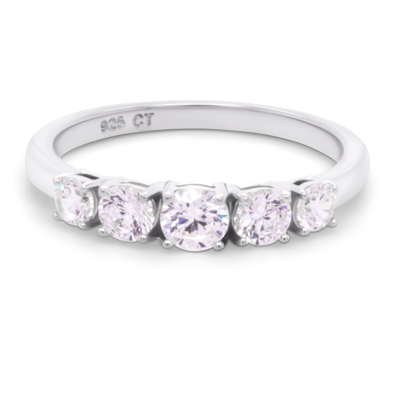 Nora IV alliancering i sølv med klare zirkonia set forfra