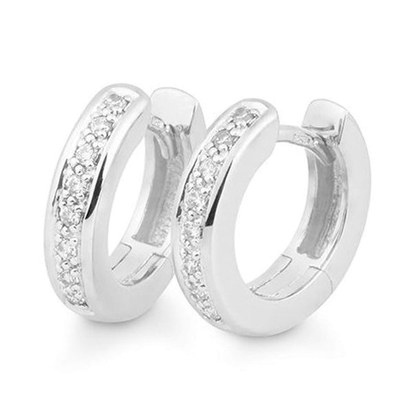 Pave diamantcreoler i hvidguld