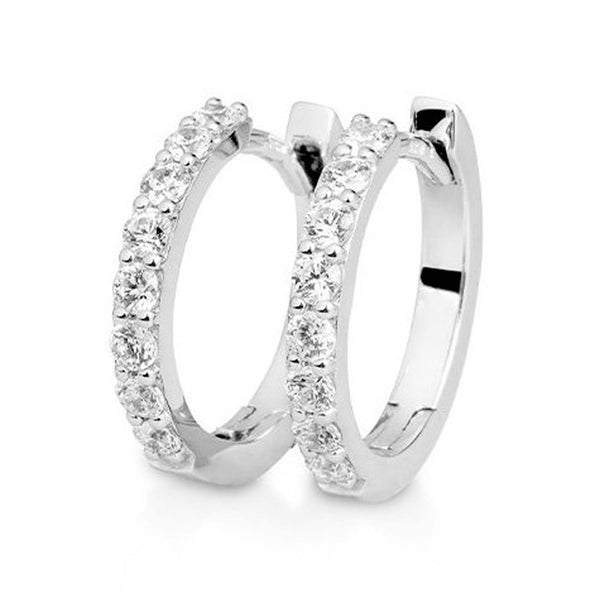 Creoler i hvidguld med 16 diamanter i alt 0,48 carat