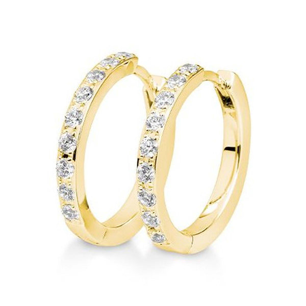creoler i guld med 18 diamanter i alt 0,45 carat