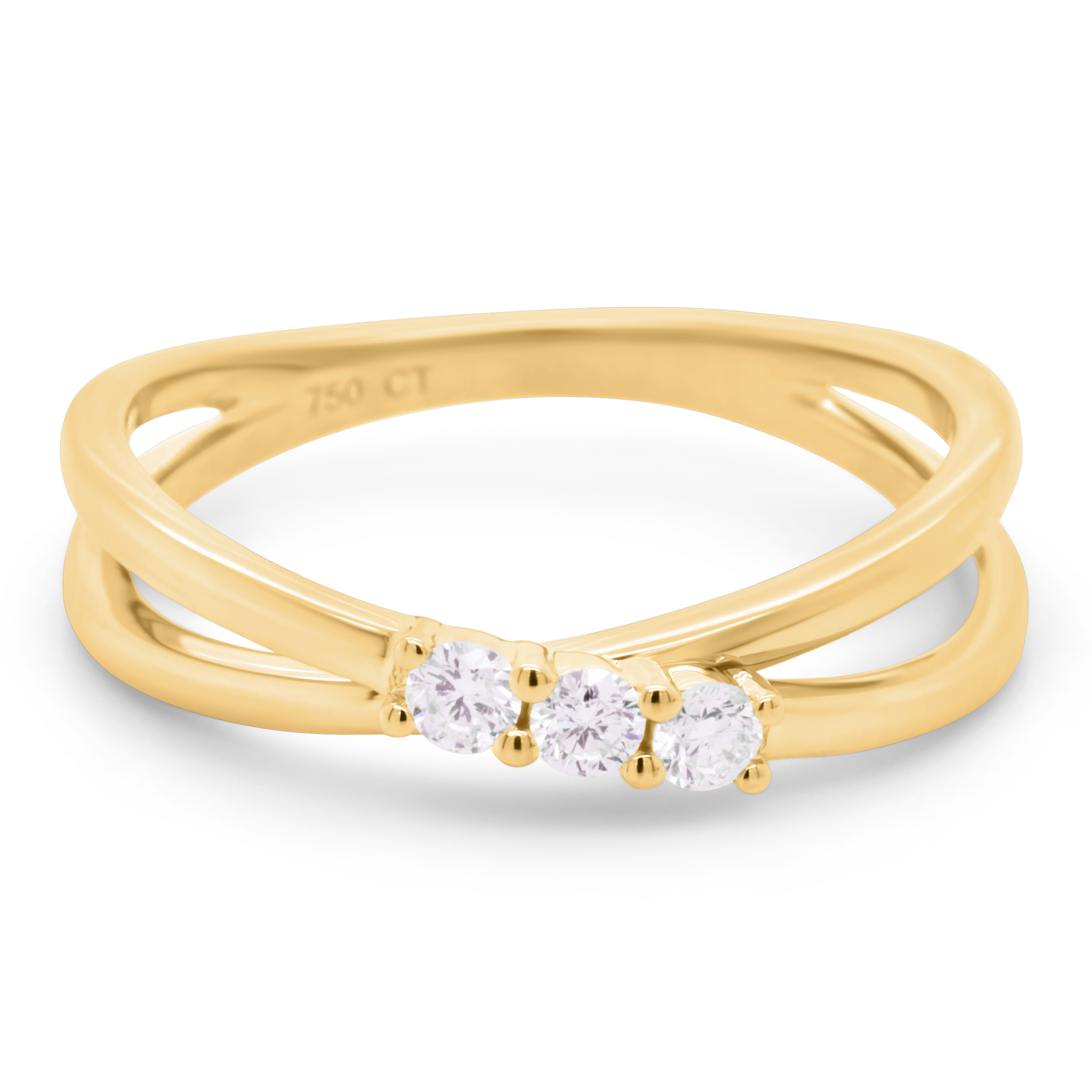 Guldring med tre diamanter