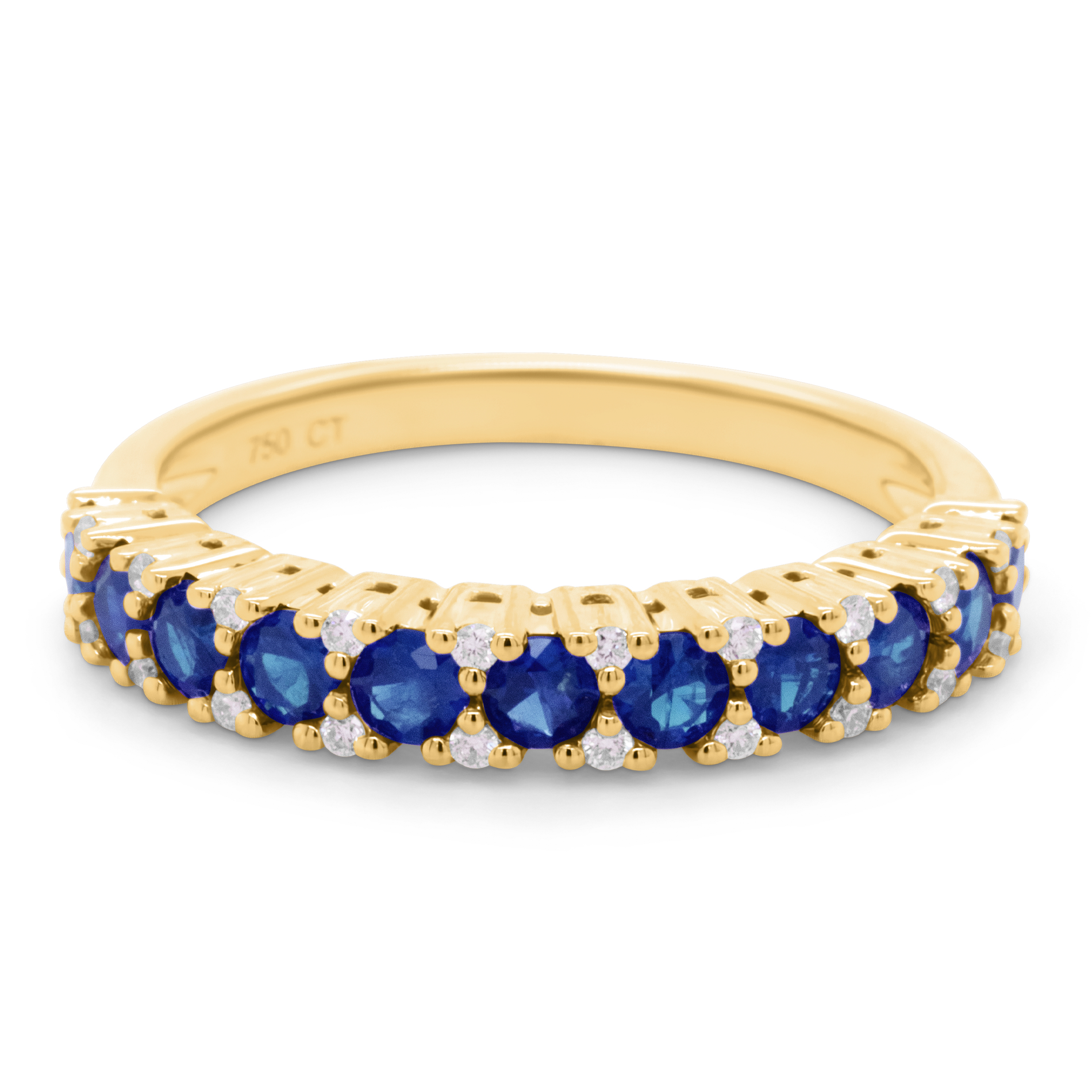 Guldring med diamanter og safir