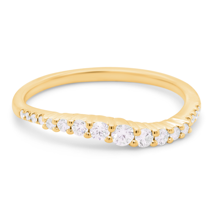 Buet alliancering i guld med diamanter