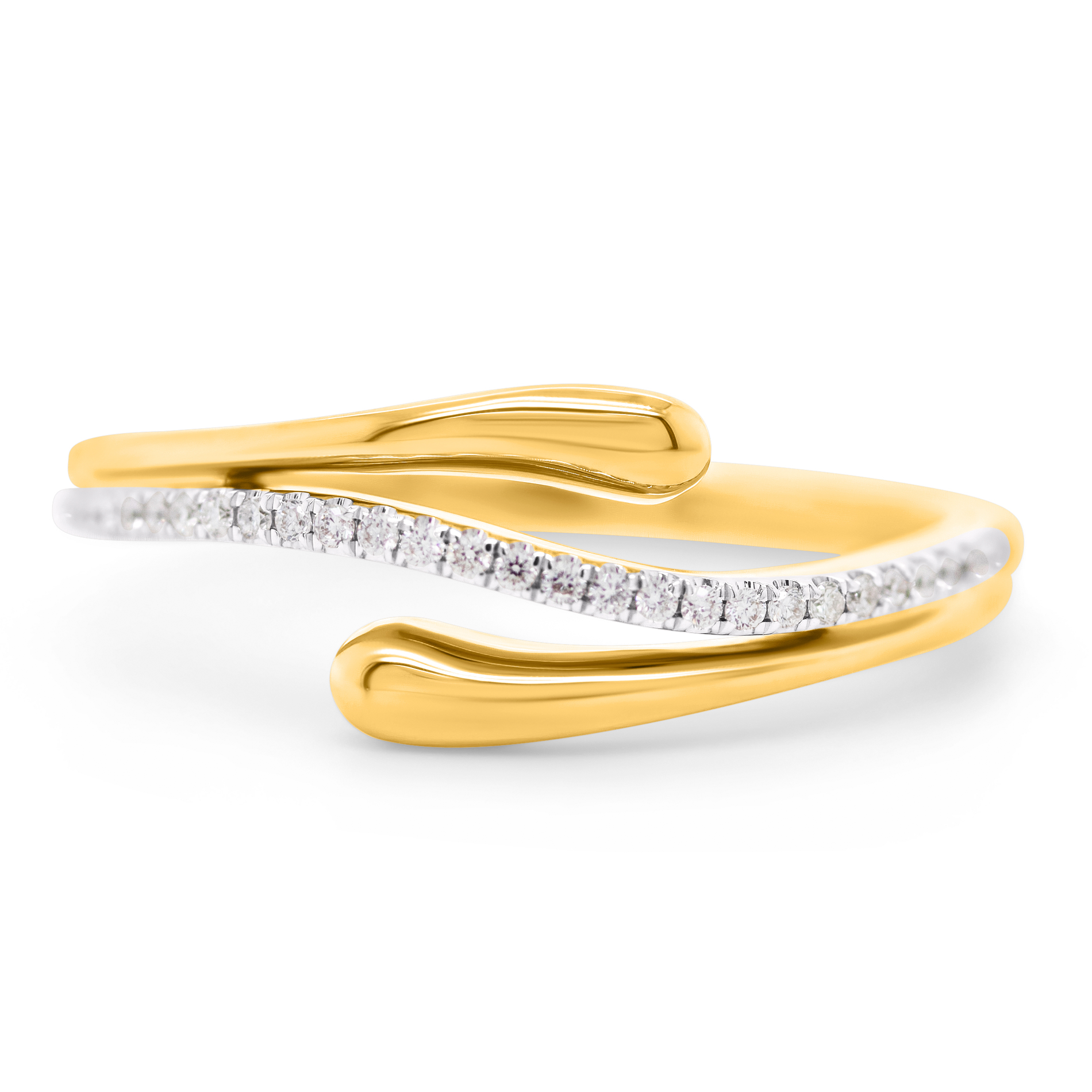 Åben ring i guld med diamanter