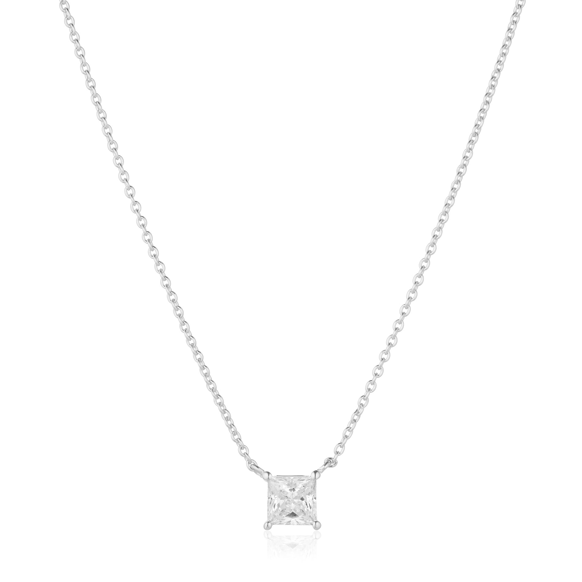 Sif Jakobs Ellera Quadrato halskæde i sølv med hvid zirkon