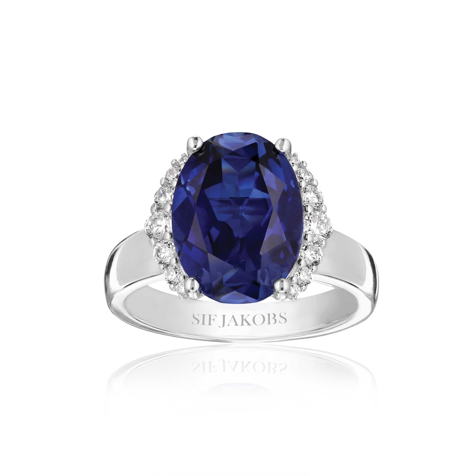 Sif Jakobs Ellisse Grande ring i sølv med blå sten