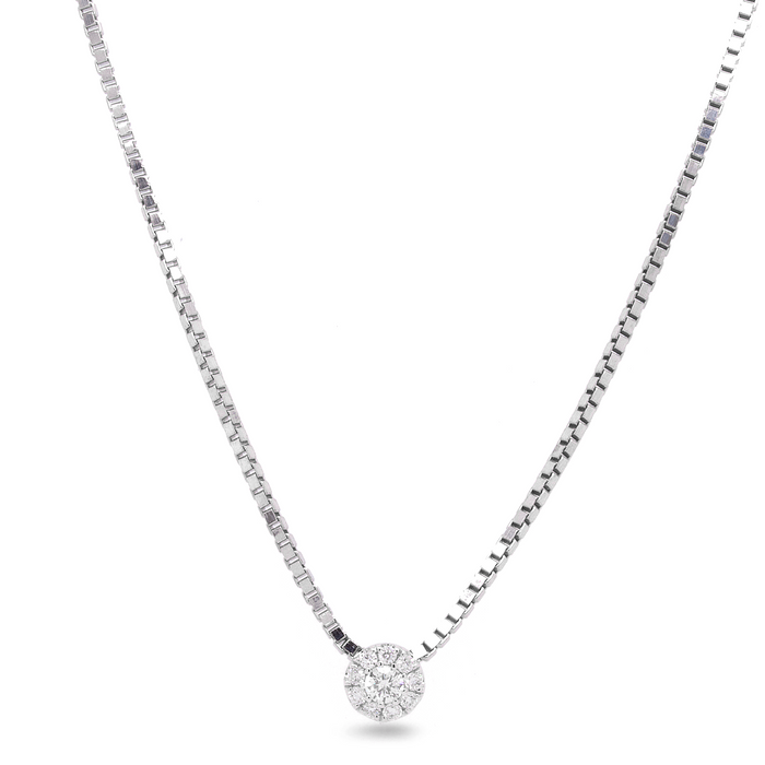 Diamantvedhæng i 18 karat hvidguld med sølv kæde