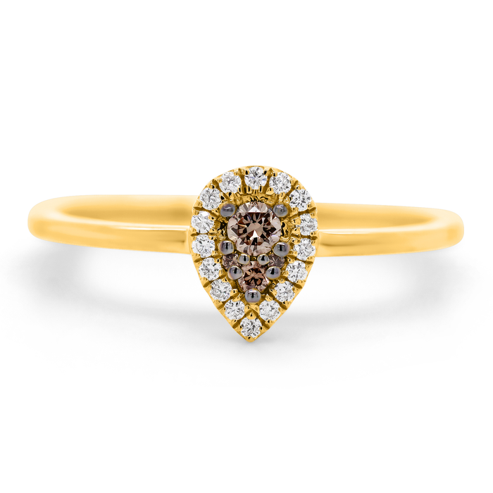 Guld ring med brune og hvide diamanter