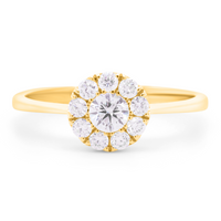Guld ring med 10 hvide diamanter