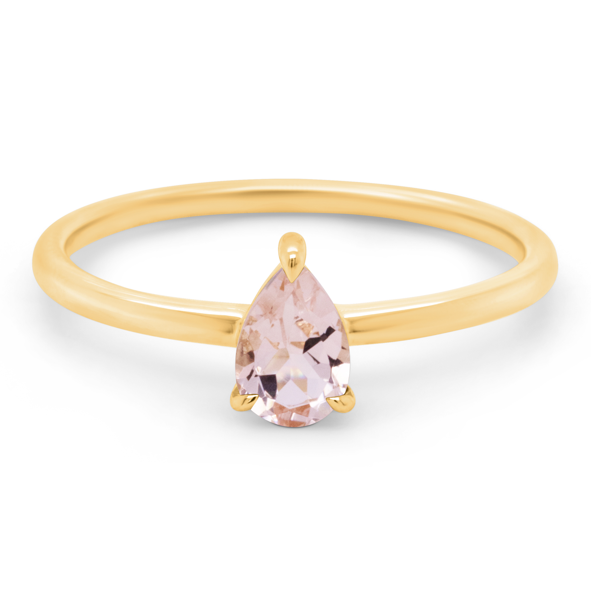 Guld ring med dråbeformet rosa morganit
