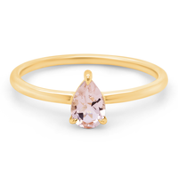 Guld ring med dråbeformet rosa morganit