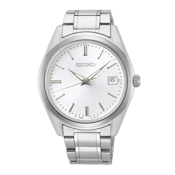 Seiko ur i stål med hvid skive