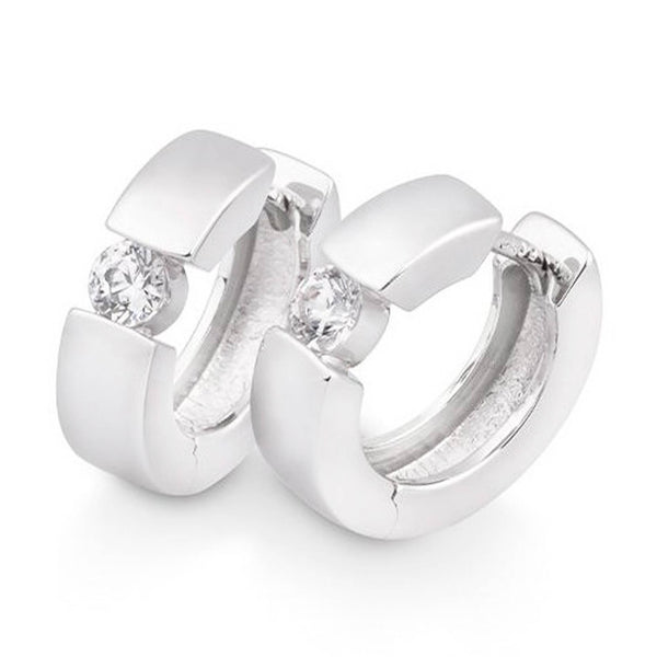 creoler i hvidguld med 2 diamanter i alt 0,30 carat 