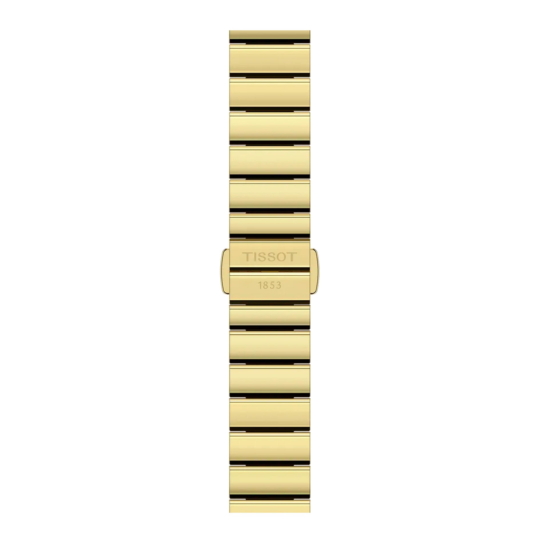 Gylden rustfri stållænke med butterfly-lås på Tissot SRV 30 mm dameur
