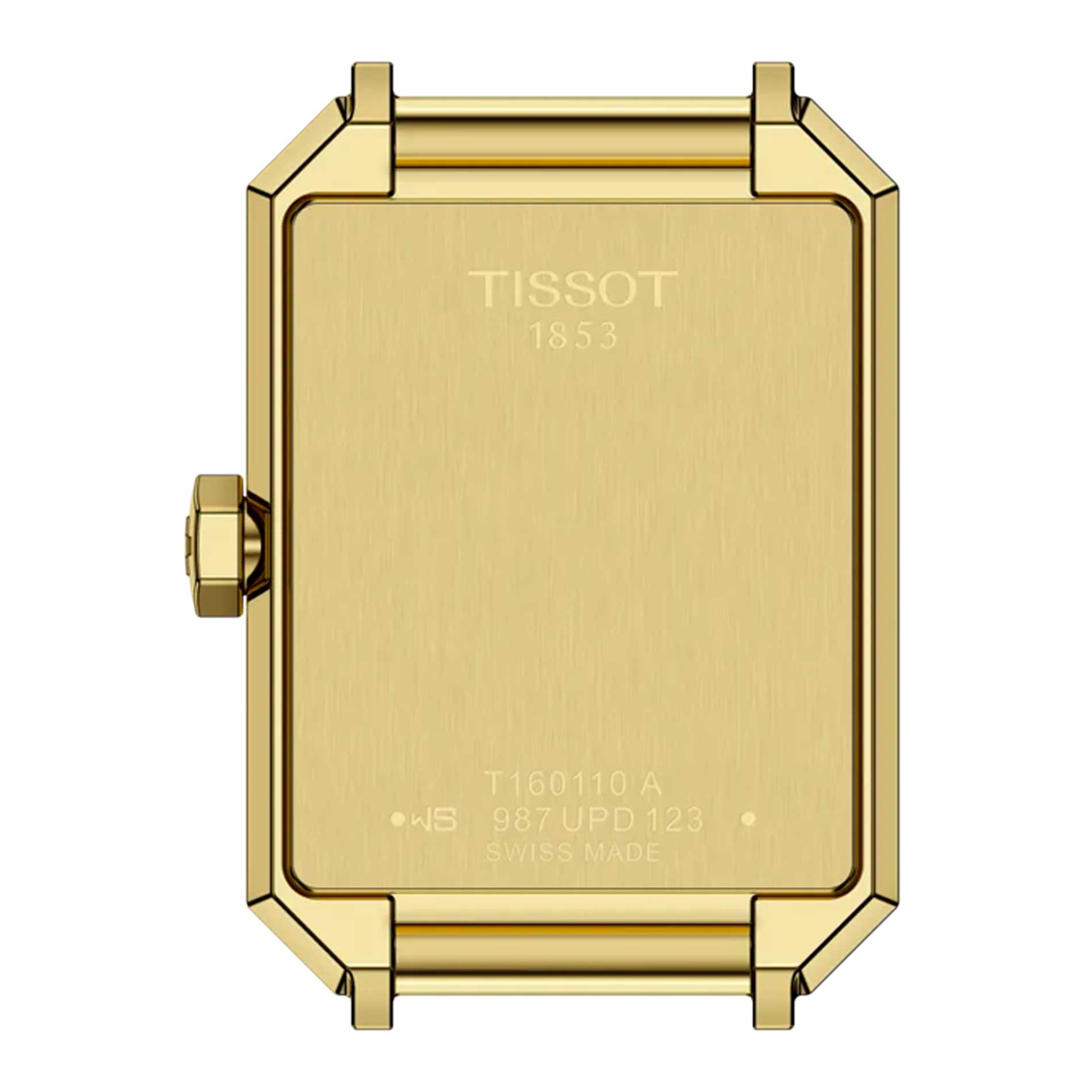 Bagsiden af Tissot SRV 30 mm dameur i guldfarvet rustfrit stål