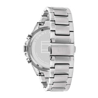 Ur fra Tommy Hilfiger i rustfrit stål med sort skive, set bagfra