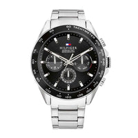 Ur fra Tommy Hilfiger i rustfrit stål med sort skive