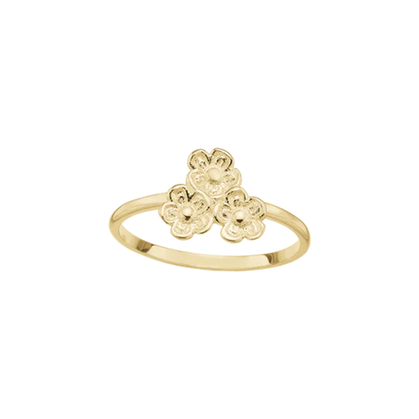 Aagaard blomster ring i 8 karat guld med tre små blomster