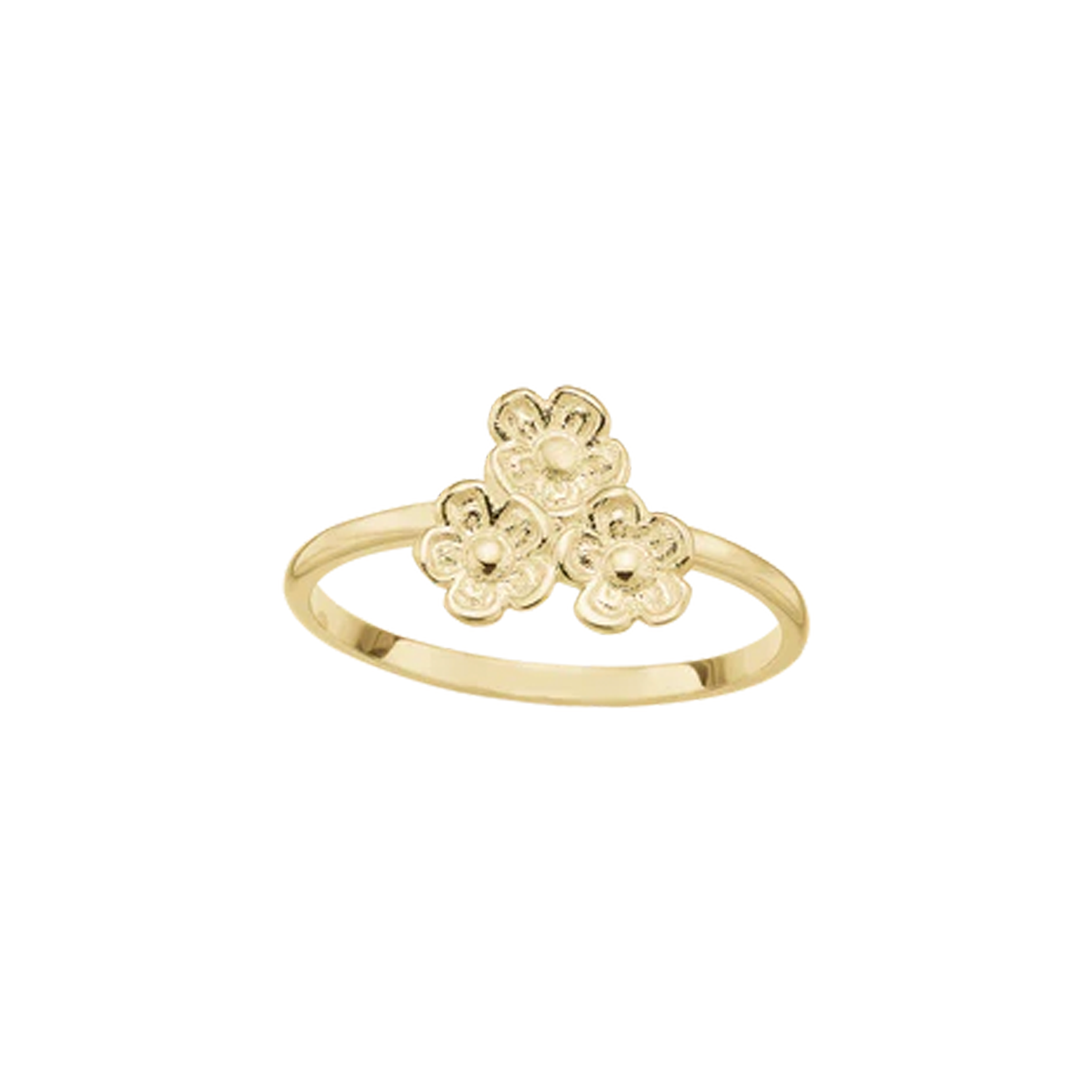 Aagaard blomster ring i 8 karat guld med tre små blomster