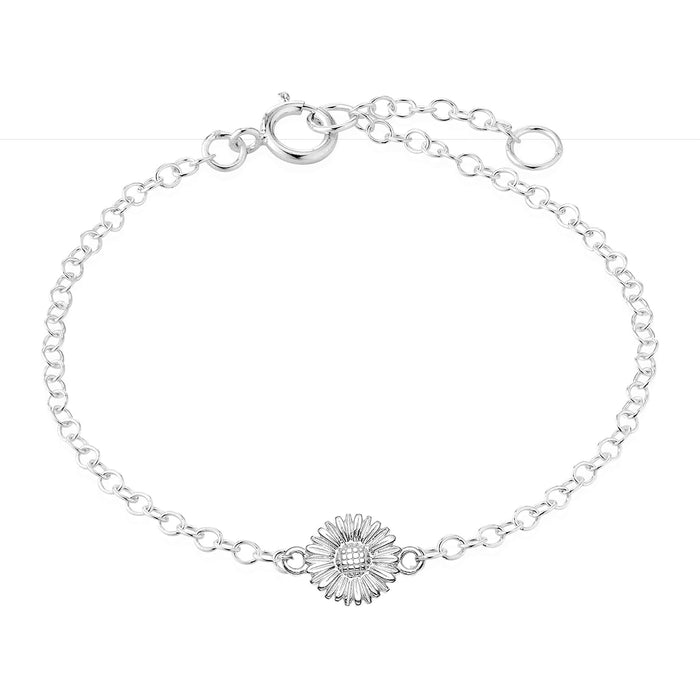 Aagaard børnearmbånd med marguerit i sterling sølv, justerbar længde 14 plus 2 cm