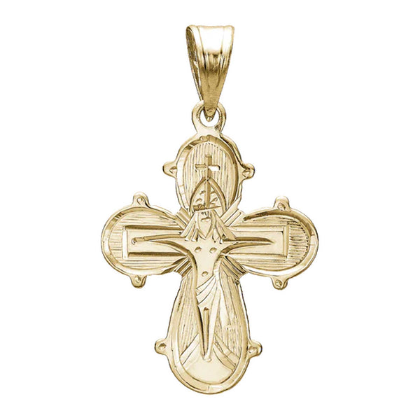 Dagmarkors fra Aagaard i 8 karat guld med Jesus på korset og glat bagside