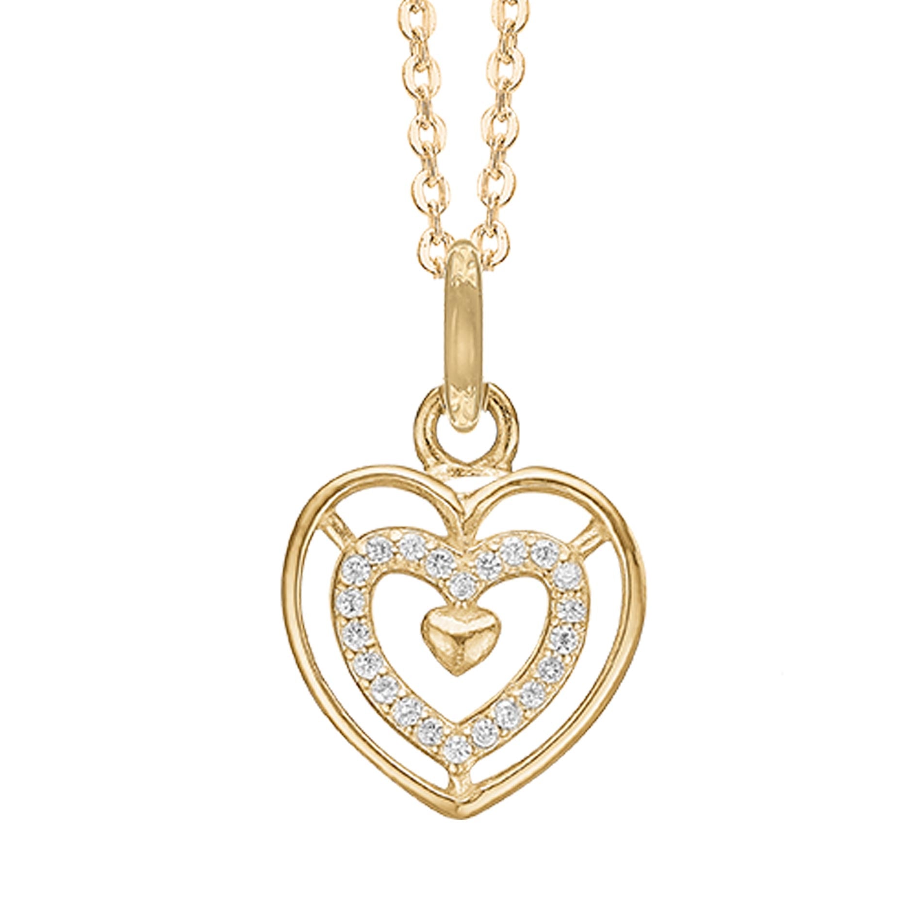 Hjertehalskæde fra Aagaard i 8 karat guld med zirkonia