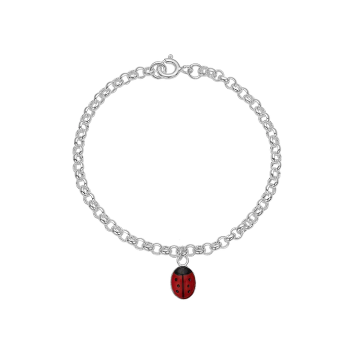 Aagaard Kids armbånd med mariehøne i rød emalje i 925 sterling sølv 15 cm